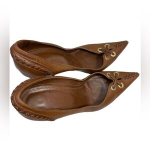 YVES SAINT LAURENT brown leather heels sz 38